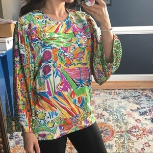 Vintage Diane Fres rainbow pleated balloon sleeves